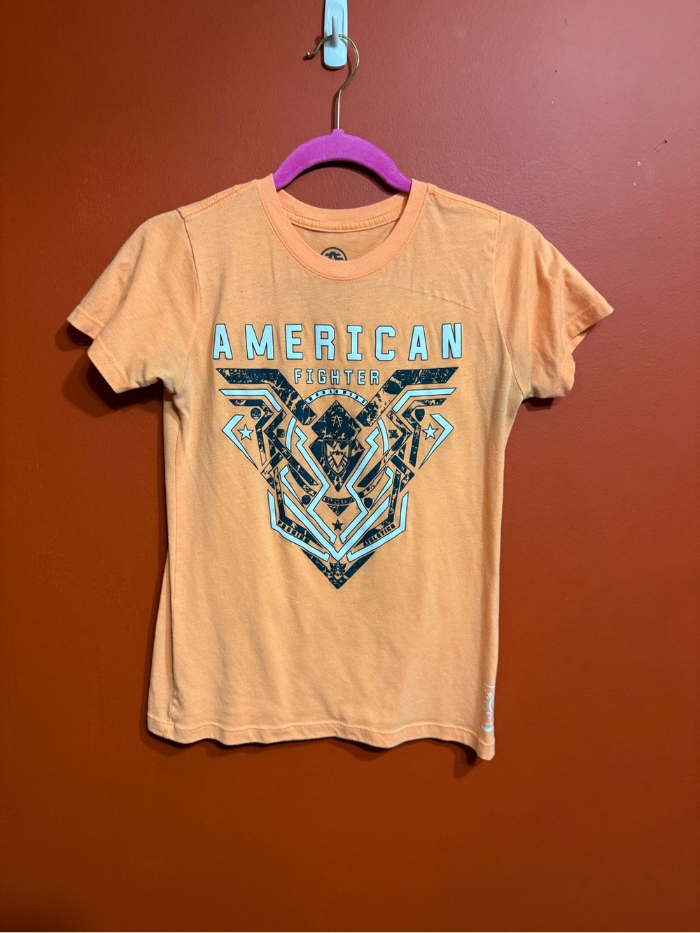 American Fighter Peach-Orange Graphic Short Sleeve Tee